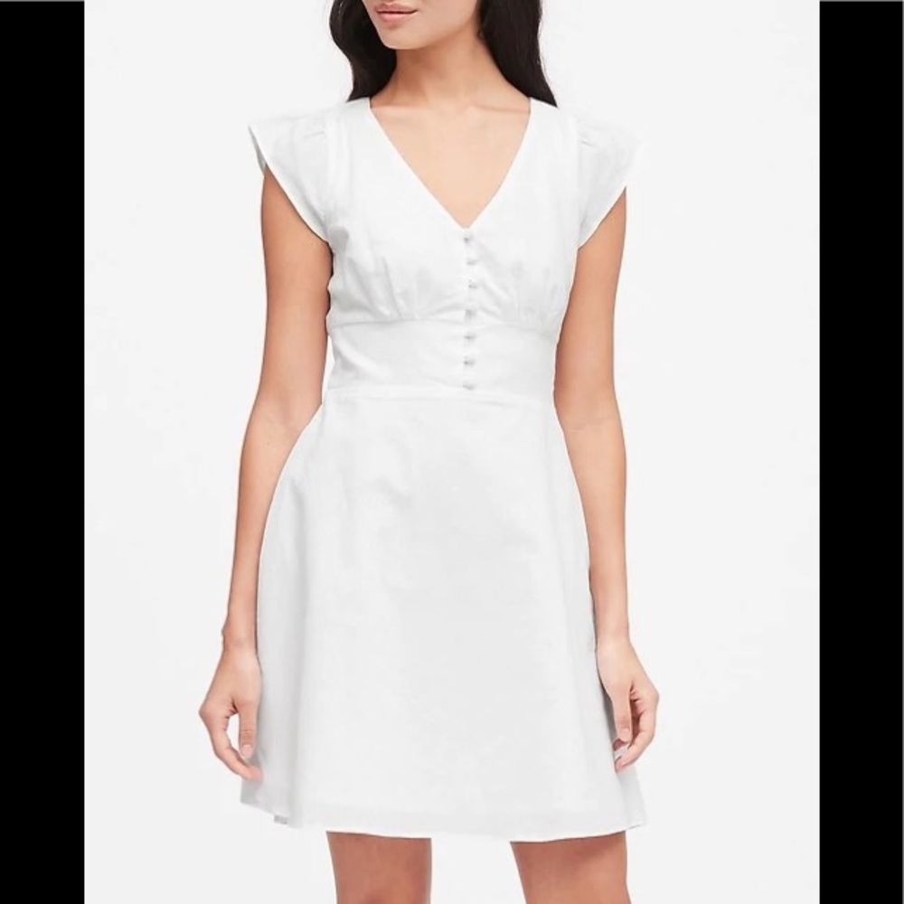 NWT Banana Republic linen white dress size 10